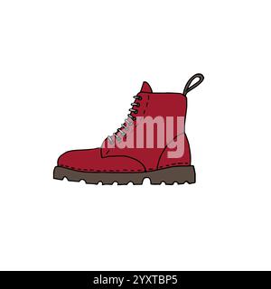 Disegno vettoriale disegnato a mano con scarpa rossa isolata su sfondo bianco Illustrazione Vettoriale