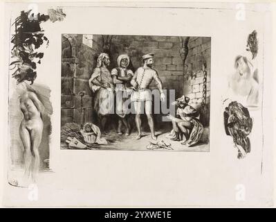 Delacroix - fronte-boeuf e l'ebreo, da Ivanhoe, 1940.947. Foto Stock