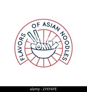 Logo semplice con icona Asian Noodles Illustrazione Vettoriale