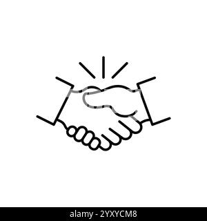 Icona della linea Shake Hand. Semplice stile di contorno per Web e app. Stretta di mano, mani, partnership, concetto di business. Illustrazione vettoriale isolata su bac bianco Illustrazione Vettoriale