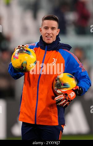 Torino, Italia. 17 dicembre 2024. Iago Lozano prima della partita di Coppa Italia tra Juventus e Cagliari allo Stadio Juventus, 17 dicembre 2024. Sport - calcio (foto Fabio Ferrari/LaPresse) crediti: LaPresse/Alamy Live News Foto Stock