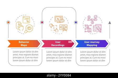 Tipi di infografiche rettangolari per il monitoraggio dei visitatori del sito Web Illustrazione Vettoriale