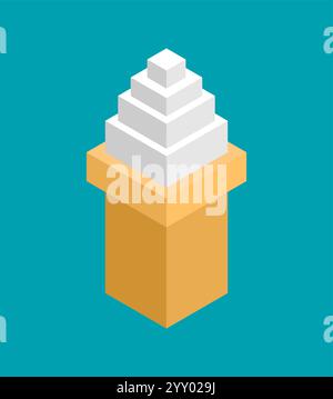 Illustrazione isometrica del cono del gelato. Fast food isolato Illustrazione Vettoriale