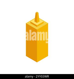 Illustrazione isometrica della senape. Fast food isolato Illustrazione Vettoriale