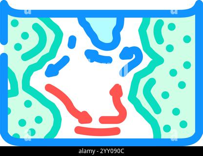mappa delle correnti oceaniche mondo icona del colore oceanico illustrazione vettoriale Illustrazione Vettoriale