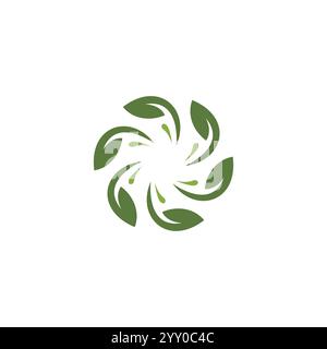 Cerchio astratto lascia il disegno del logo. Icona organica Illustrazione Vettoriale