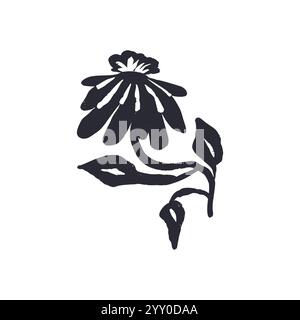 Nero e bianco, silhouette astratta con fiori di colore nero e bianco Illustrazione Vettoriale