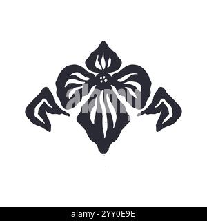 Nero e bianco, silhouette astratta con fiori di colore nero e bianco Illustrazione Vettoriale