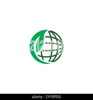 Logo Green World o modello di design delle icone. icona lamella Illustrazione Vettoriale