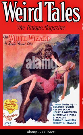 Copertina della rivista pulp Weird Tales (settembre 1929, vol. 14, n.. 3) con The White Wizard di Sophie Wenzel Ellis. Copertina di C. C. C. Senf. Foto Stock