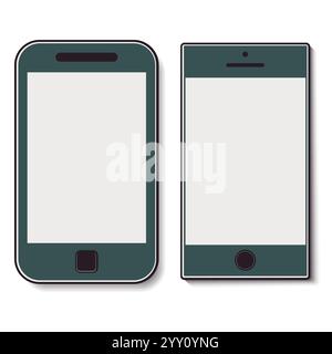 Due telefoni cellulari con schermo pulito. Illustrazione vettoriale Illustrazione Vettoriale