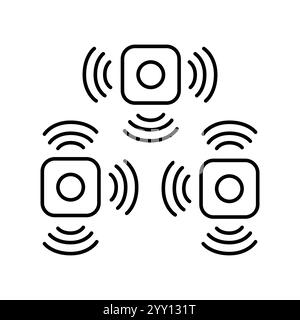 Icona della linea nera dei sensori. Elemento isolato vettoriale. Traccia modificabile. Illustrazione Vettoriale