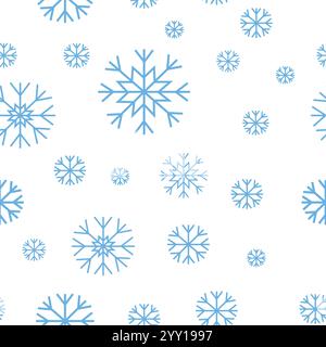 Motivo del fiocco di neve blu su sfondo bianco Illustrazione Vettoriale