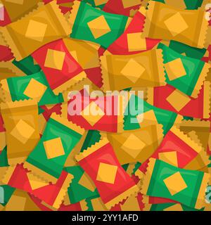 Caramelle colorate e avvolte con motivo senza cuciture, celebrazioni e concept gastronomico Illustrazione Vettoriale