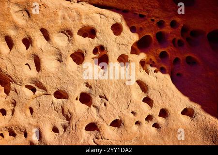 Eroded Sandstone Textures at Valley of Fire Close-Up Perspective Foto Stock