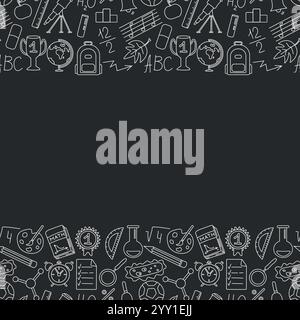 Cornice perfetta per la scuola. Sfondo scolastico disegnato a mano. Illustrazione didattica Illustrazione Vettoriale