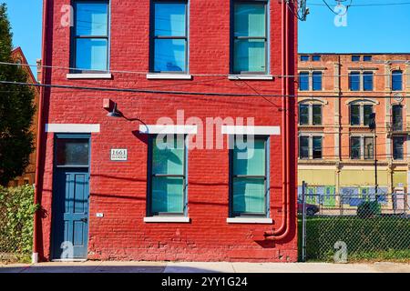 Facciata in mattoni rossi 1661 Hamer Urban Motion Eye-Level Foto Stock