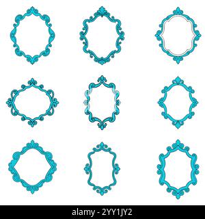 Set di cornici decorative vintage. Fotogrammi astratti. Illustrazione vettoriale Illustrazione Vettoriale