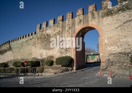 Le storiche mura della città di Salonicco, in Grecia, mostrano antiche fortificazioni che hanno resistito alla prova del tempo. Uno sguardo alla ricca erita della città Foto Stock