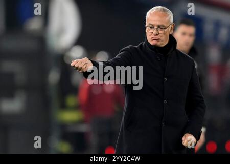 Roma, Italia. 18 dicembre 2024. Claudio Ranieri, allenatore dell'AS Roma, gesta durante la partita di Coppa Italia tra AS Roma e UC Sampdoria allo stadio Olimpico di Roma, 18 dicembre 2024. Crediti: Insidefoto di andrea staccioli/Alamy Live News Foto Stock