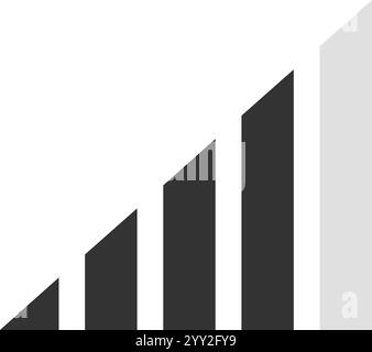 Grafico a barre minimalista che illustra una crescita costante, con la barra finale quasi al raggiungimento dell'obiettivo, che rappresenta il raggiungimento, il successo e i progressi Illustrazione Vettoriale