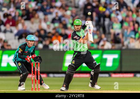 Melbourne, Australia, 18 dicembre 2024. Marcus Stoinis dei Melbourne Stars batte durante la partita T20 del KFC Big Bash League (BBL14) tra i Melbourne Stars e i Brisbane Heat al Melbourne Cricket Ground il 18 dicembre 2024 a Melbourne, Australia. Crediti: Santanu Banik/Speed Media/Alamy Live News Foto Stock