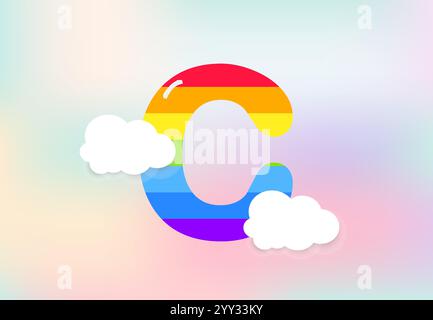 Design Letter Rainbow Patterns, lettera astratta dell'arcobaleno per bambini, amore, famiglia e Design vettoriale del concetto scolastico Illustrazione Vettoriale