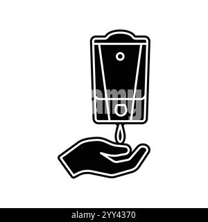 Lavare la mano con l'icona del sapone erogatore, icona di pulizia illustrazione vettoriale Illustrazione Vettoriale