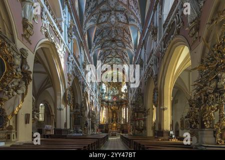 I visitatori potranno ammirare la splendida architettura barocca della chiesa dell'assunzione di Klodzko in Polonia. Foto Stock