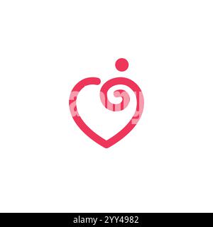 Icona Love Mom and Baby Logo Illustrazione Vettoriale
