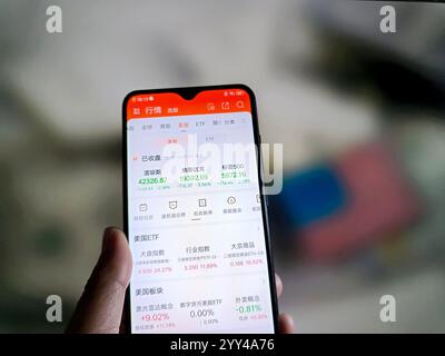 SUQIAN, CINA - 19 DICEMBRE 2024 - illustrazione caduta delle scorte USA, Suqian, provincia di Jiangsu, Cina, 19 dicembre, 2024. Foto Stock