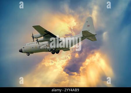 Royal Thai Air Force C-130 60110 a sostegno dell'esercitazione Cope Tiger Foto Stock