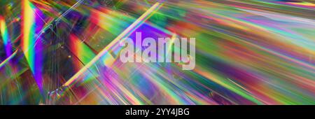 Illustrazione 3D astratta che mostra linee luminose vivaci e rifrazione le linee colorate e dinamiche creano un motivo affascinante, che mette in risalto la bellezza del luogo Foto Stock