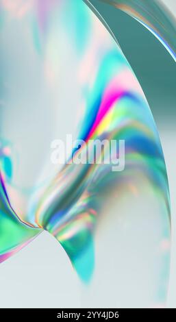 Accattivante illustrazione 3D astratta con un design turbinoso e iridescente in cristallo sfumature morbide di tonalità pastello creano un look vivace ed etereo Foto Stock