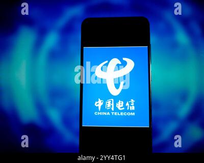 SUQIAN, CINA - 19 DICEMBRE 2024 - Illustration China Telecom, 19 dicembre 2024, Suqian, provincia di Jiangsu, Cina. Foto Stock