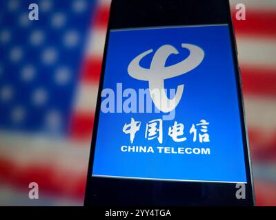 SUQIAN, CINA - 19 DICEMBRE 2024 - Illustration China Telecom, 19 dicembre 2024, Suqian, provincia di Jiangsu, Cina. Foto Stock
