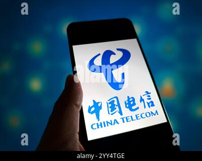 SUQIAN, CINA - 19 DICEMBRE 2024 - Illustration China Telecom, 19 dicembre 2024, Suqian, provincia di Jiangsu, Cina. Foto Stock