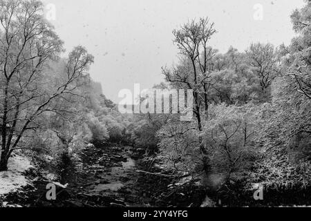 Corpo d'acqua che scorre dalla diga di Pen y Garreg Elan Valley Galles Regno Unito. Novembre 2024 Foto Stock