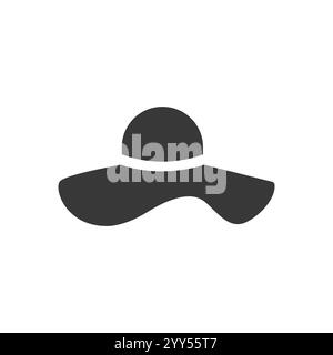 illustrazione dell'icona del cappello da donna vettore isolato Illustrazione Vettoriale