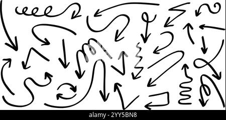 Varie frecce disegnate a mano . Illustrazione vettoriale Illustrazione Vettoriale