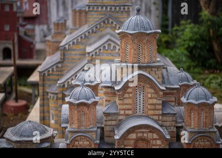 Modello in scala (maquette) degli edifici della città vecchia e dei luoghi di interesse con molti dettagli. Ricostruzione di antiche architetture, chiese e monasteri. Foto Stock