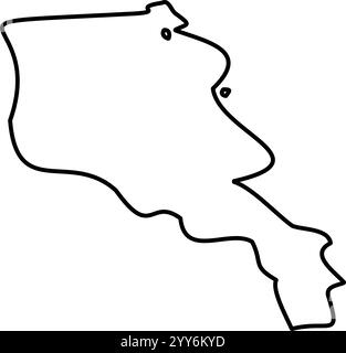 Armenia - carta nera del confine dell'area del paese. Semplice illustrazione vettoriale piatta. Illustrazione Vettoriale