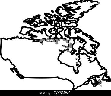 Canada - carta dei confini nera piena dell'area del paese. Semplice illustrazione vettoriale piatta. Illustrazione Vettoriale