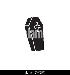 Vettoriale disegnato a mano disegna una bara nera isolata su sfondo bianco Illustrazione Vettoriale