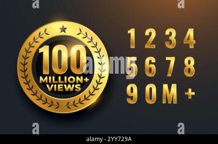 100 milioni o 100 METRI di vista celebrano il design Golden label Illustrazione Vettoriale