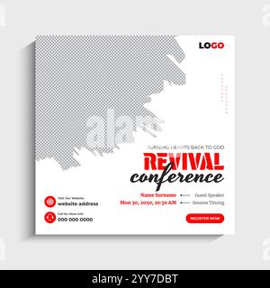 Revival servizio conferenze post sui social media o modello di banner Web Illustrazione Vettoriale