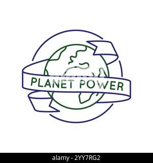 Logo semplice con icona Planet Power Illustrazione Vettoriale