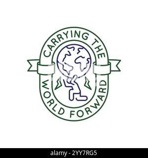 Logo semplice con l'icona che porta il mondo Illustrazione Vettoriale