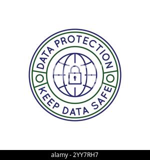 Logo semplice con icona protezione dati Illustrazione Vettoriale