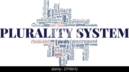 Progettazione concettuale di cloud Word del sistema pluralistico isolata su sfondo bianco. Illustrazione Vettoriale
